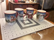 Set Of 4 XMAS 6" Tall Susan Winget Certified International Mugs