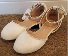 Girls Falls Creek CHIARRA Off White Dress Flats Shoes Size 1 2 3 4 Sparkle NWT