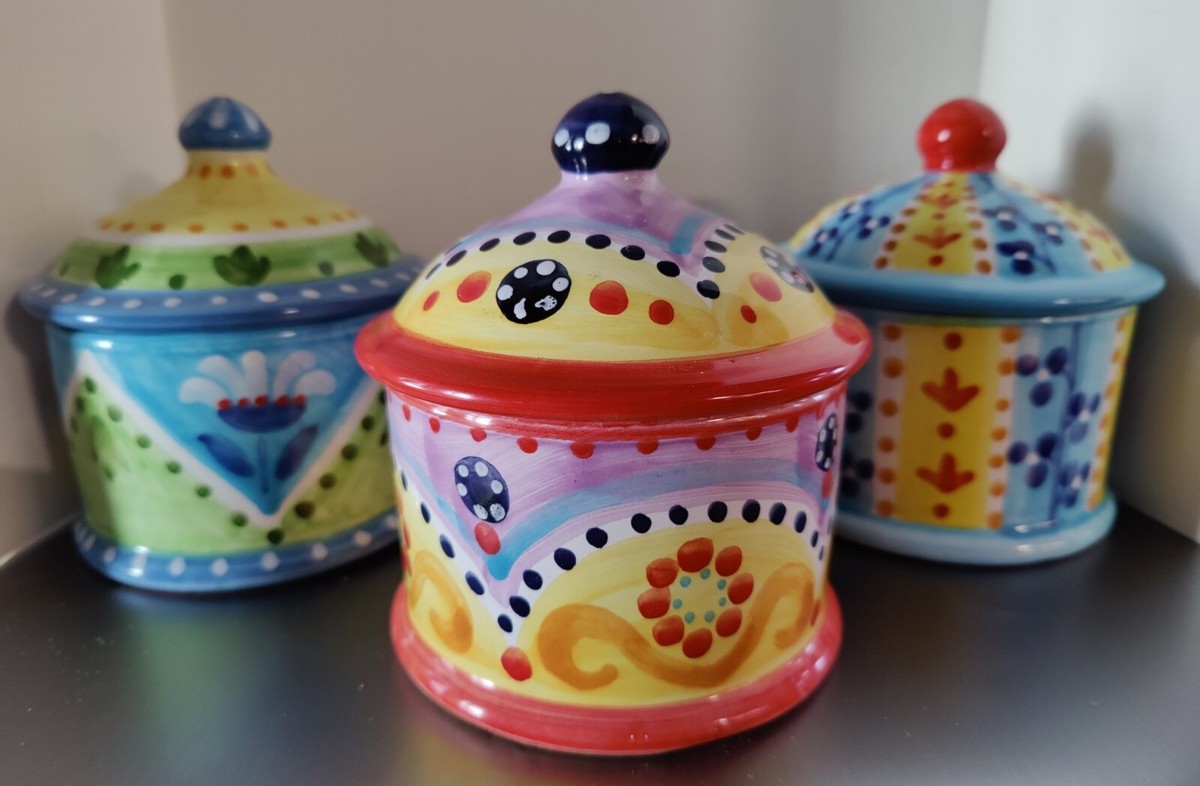 FESTIN　COQIN　南フランス　食器　　アンティーク　ショップチャンネル 3] Vintage Handmade Festin Coquin France Colorful Container