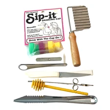 Vintage Kitchen Gadgets Lot NEW Knife Vegetable Cutter Honey Dipper  Screw More!