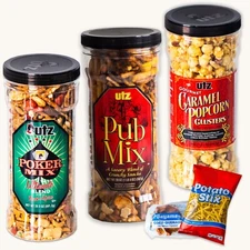UTZ Poker Mix  - Pub Mix  - Caramel Popcorn  - Macaroon - Potato Stix 5oz - 5pks