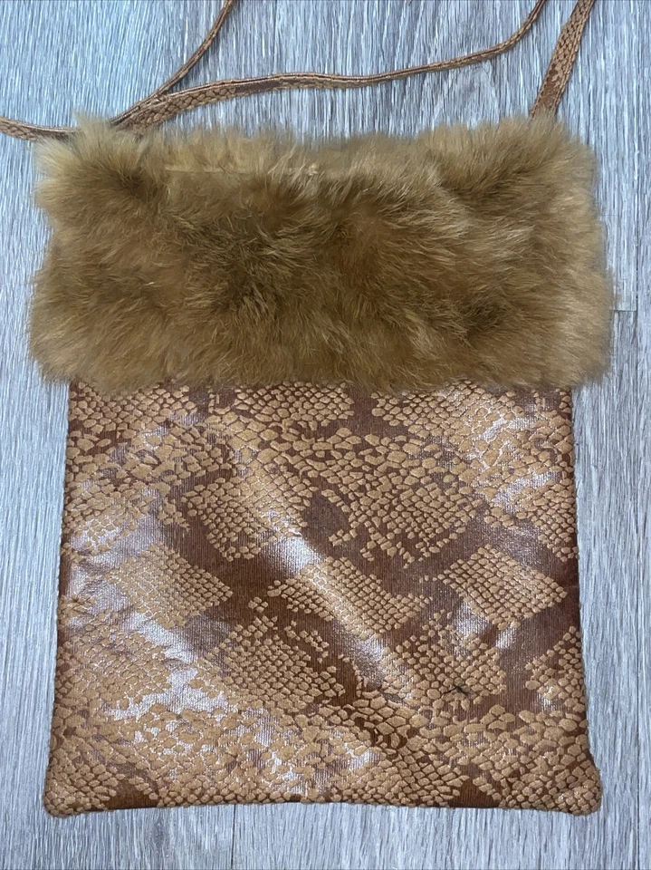 VICTORIA'S SECRET Crossbody Snake Skin Print Fur Border Purse Handbag  ❤️blt7m80 - Image 3 of 4