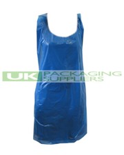 100 Disposable Polythene Aprons Size 27x42" Blue Plastic 20mu Kitchen Medical