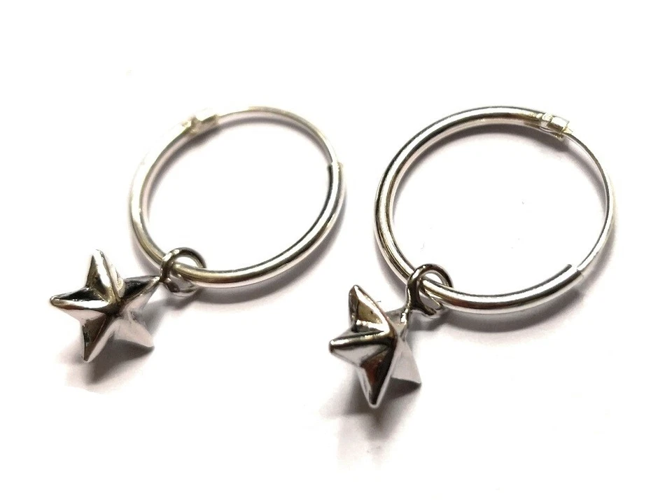 ORECCHINI CERCHIETTO CON PENDENTE STELLA IN ARGENTO 925 - Immagine 2 di 2