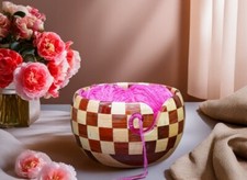 Wooden Crochet Yarn Bowl For Crocheting, Large Bowl for Yarn Storage