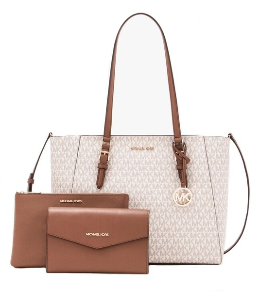 Michael Kors Charlotte LG Bolso Tote 3 en 1 Vainilla + 2 Bolsos Cruzados 3