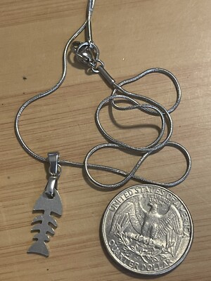 Fish Skeleton  Stainless Steel 18 Inches Snake Chain