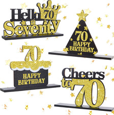 Glitter Gold 70th Birthday Decorations for Men and Women, Seventy Years Old Glit