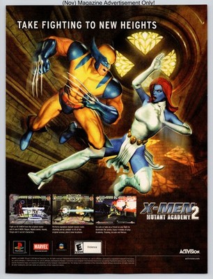 X-Men 2 Mutant Academy Wolverine Mystique PS1 Marvel 2001 Advertisement