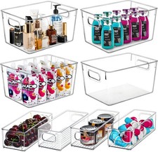 Clear Storage Bins 8-Pack - Large  Slim Pantry Organizers, BPA-Free Plastic