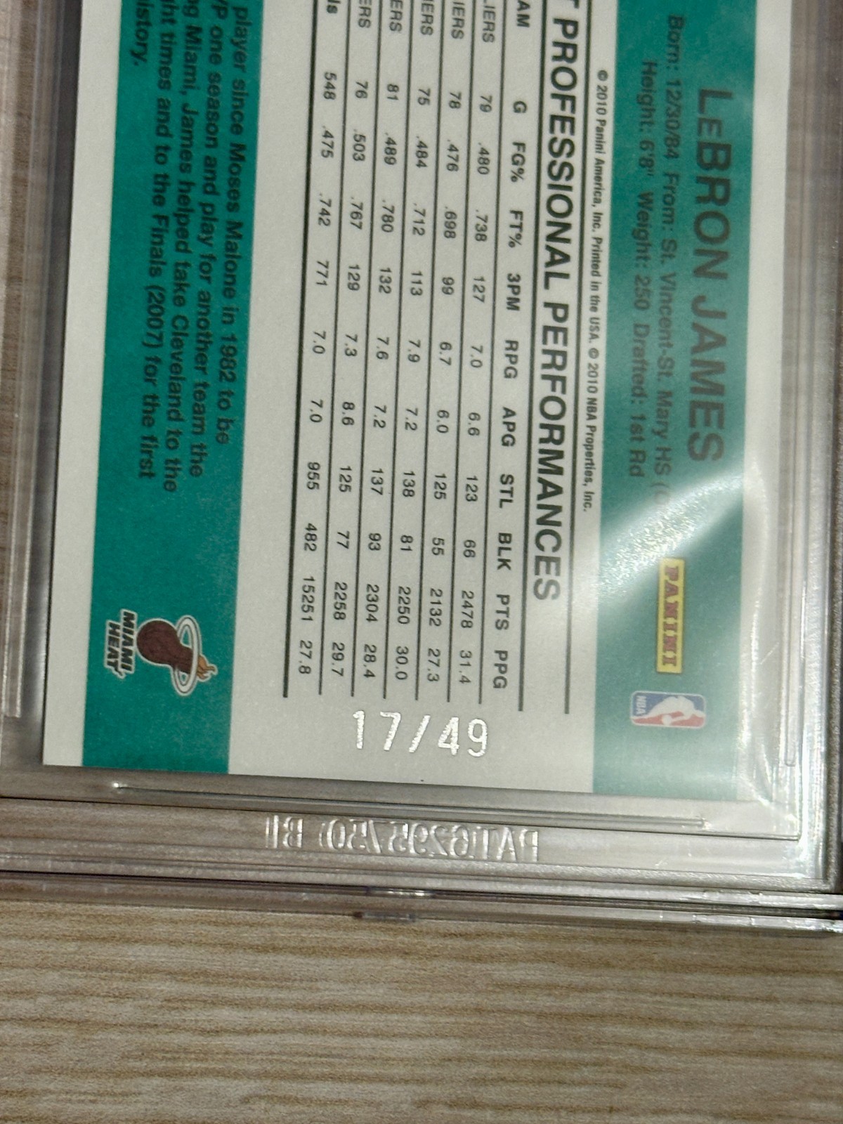 LeBron James 2010-11 Donruss Die Cuts /49 SAPPHIRE #165 BGS 9 ++ view 3
