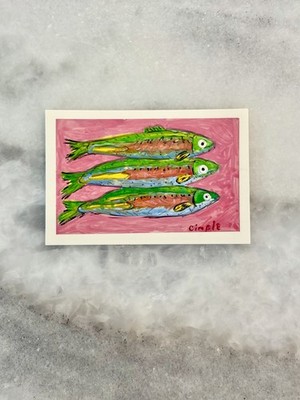 ACEO Original One Of A Kind Fish Watercolor Painting 2.5 X3.5  Miniature Art