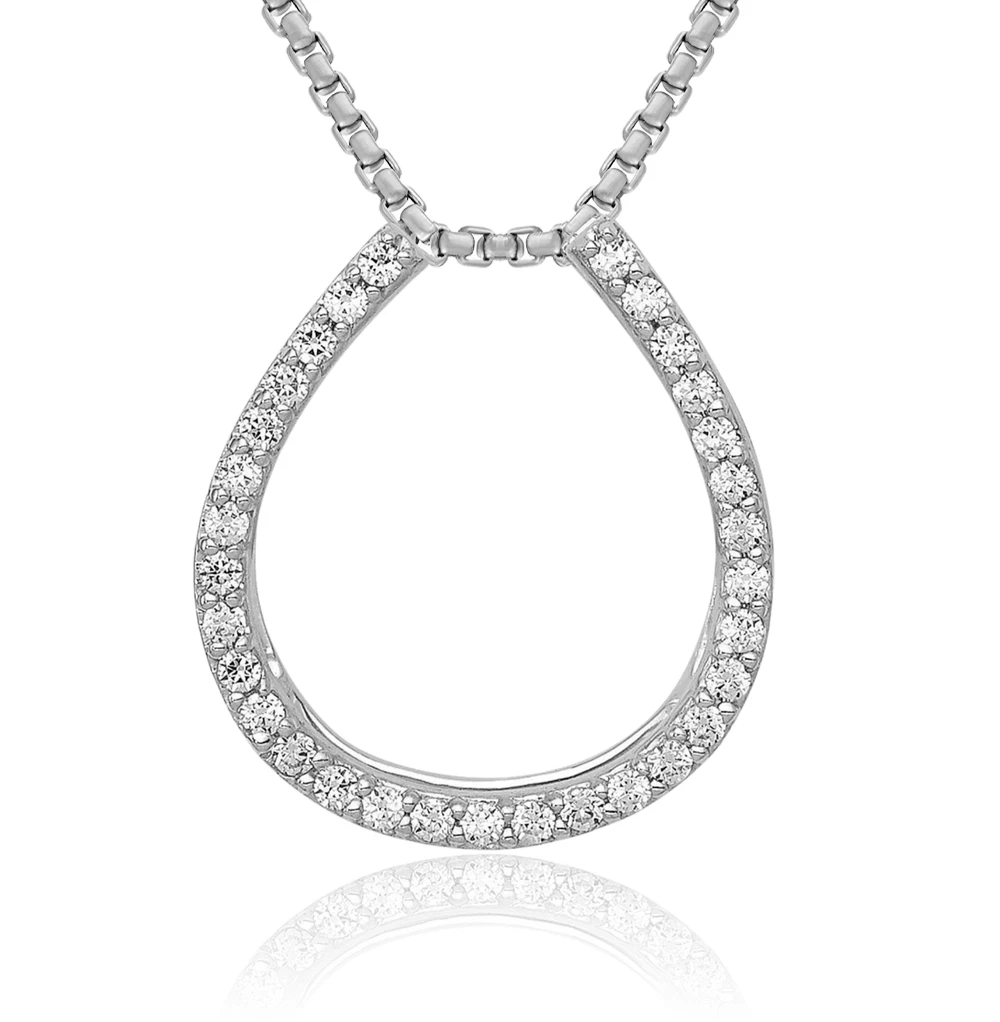 Diamond Horseshoe Natural White Gold Fine Necklaces Diamond Horseshoe Natural White Gold Fine Necklaces