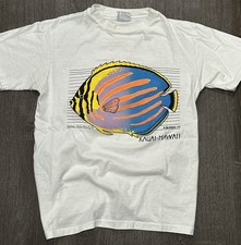 vintage 80s KAUAI HAWAII FISH NEON T-Shirt Medium animal nature surf beach