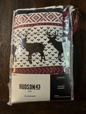 NEW Hudson 43 Cotton Standard Pillow Shams Fairisle Reindeer Snowflake Midwest