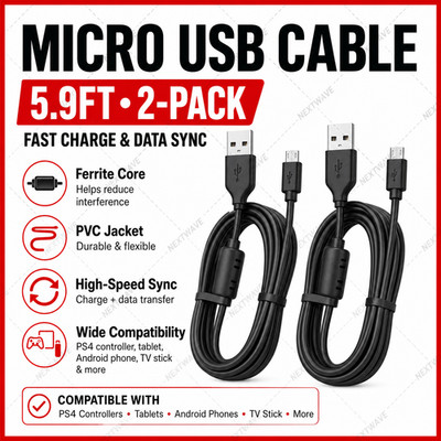USB Charging & Data Cable for PlayStation 4 - 6 Feet