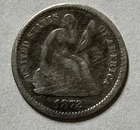 1872 Seated Liberty Half Dime Silver Fine/VF Details