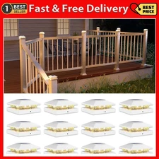 VOLISUN 4X4 Solar Post Cap Light 12Pack,Solar Fence - Cap Lights Outdoor Waterpr