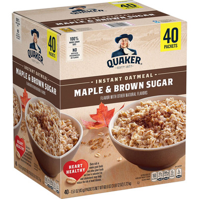 Quaker Instant Oatmeal, Maple Brown Sugar (60.6 oz., 40 pk.) Great Price