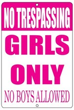 Rogue River Tactical Funny No Trespassing Girls Only Metal Tin Sign, 12x8 Inc...
