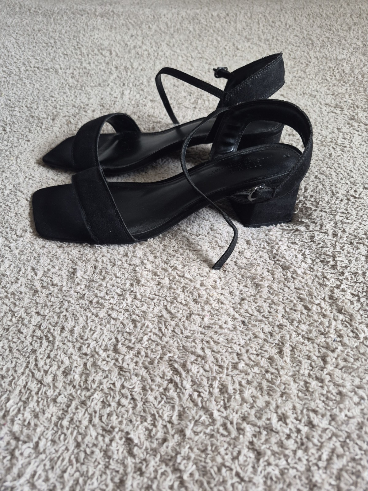 NEXT Forever Comfort Black Block Heel Sandals UK 6 EU39 Ankle Strap Minimal image 5