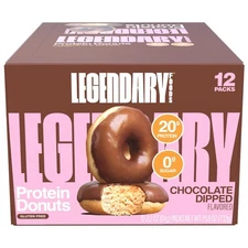 LEGENDARY FOODS PROTEIN DONUTS CHOCOLATE DIPPED 12 PACK 06/23/2026