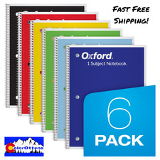 6 Pack Oxford 10.5" x 8" Spiral Notebook 70 Sheets One Subject Assorted Colors
