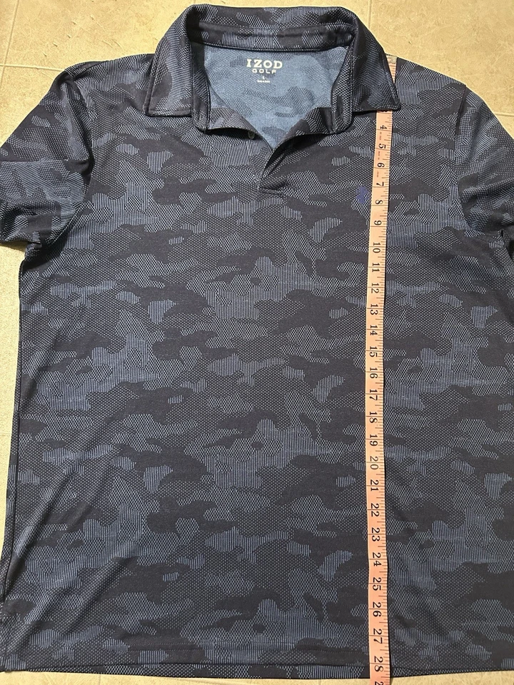 Camisa polo masculina IZOD desempenho grade de golfe manga curta elástica azul camuflagem grande - Imagem 3 de 4