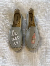Soludos La Vie En Rose Platform Smoking Slipper Sand Size 7 Espadrille Tan