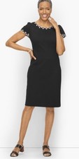NWT Talbots Women’s Size 14WP Black Rayon Blend Round Neck Ponte Sheath Dress