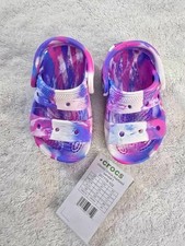 Crocs Classic Marbled Sandal Kids Size 3 Multicolor Pink Purple Blue Clog