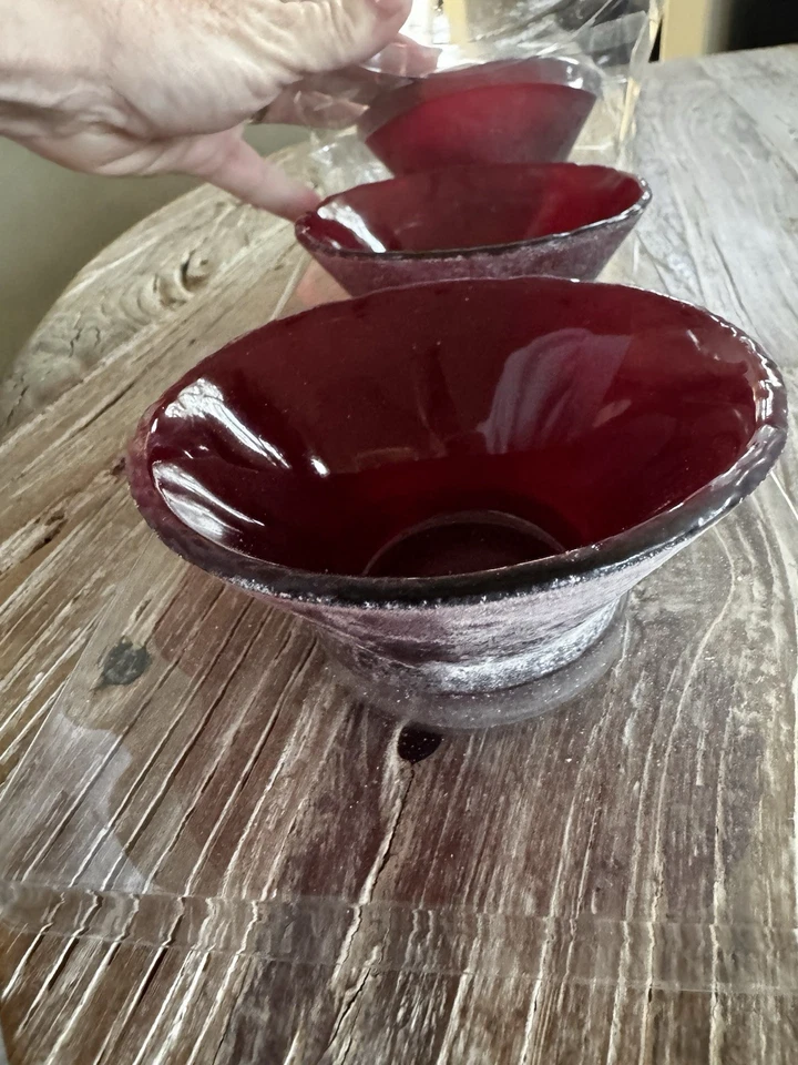 Suporte de vela Pottery Barn vidro vermelho rubi vidro marinho Laguna decoração votiva novo na caixa (3) - Imagem 3 de 4