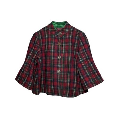 April Cornell Jamie Plaid Swing Coat NWT Size Large Wool Blend Cape Coat