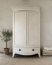 Antique Georgian Painted Wardrobe Armoire Linen Press Cupboard