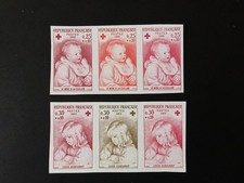 variété non dentelé essai couleur croix rouge yt 1466/7 France 1965 neufs XX
