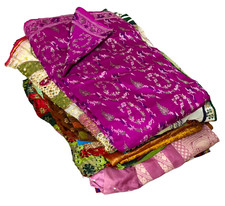 10 Pc Assorted Dress Indian Vintage Sewing Sari Dressmaking Recycled Fabric Sari