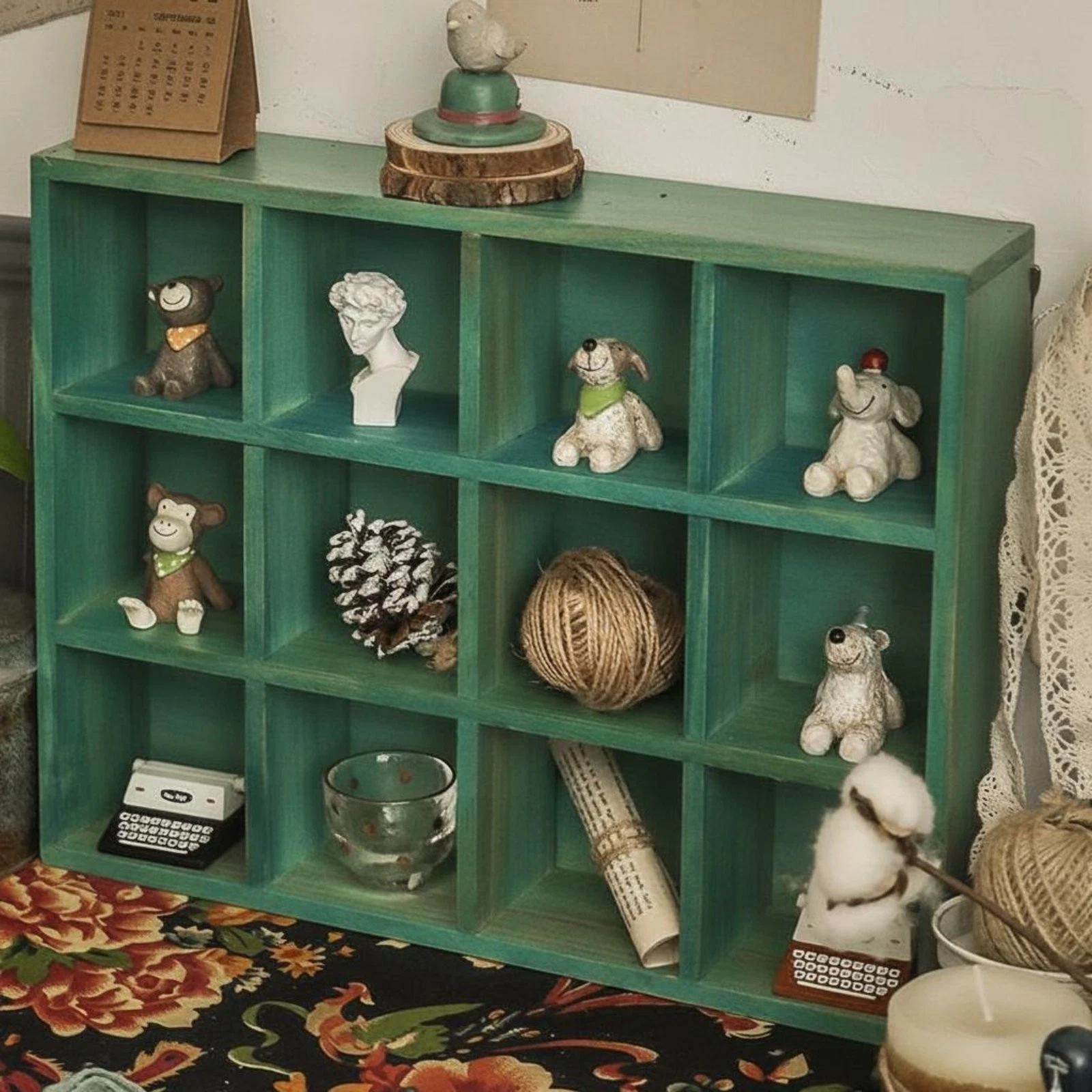 Vintage Wall Mounted Wood Organizer Shelf with Compartments
Opens in a new window or tab