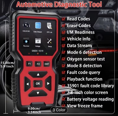 Professional OBD2 V519 Scanner - 2026 Upgraded OBDII + CAN Code Reader