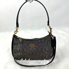 Coach Teri Shoulder Bag Crossbody In Signature Jacquard/Charcoal CCZ02 NWT