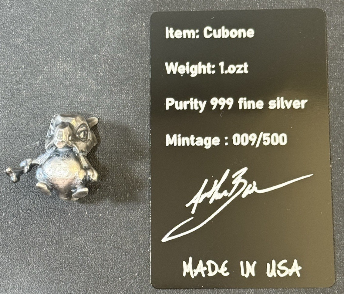 1 Oz .999 Silver AB Custom Silver Pokémon Cubone Hand Poured