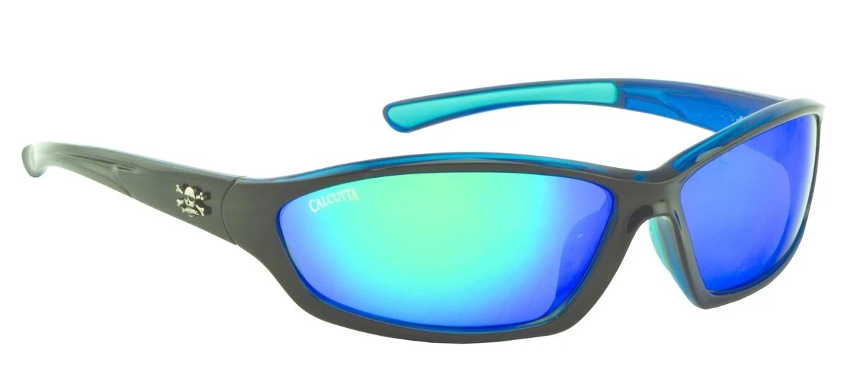 Calcutta BS1BM Backspray Sunglasses Shiny Black And Blue Mirror