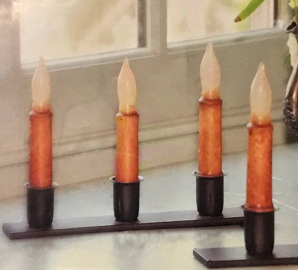 3 SOPORTES DE ALFÉIZAR DE VENTANA DE TRIPLE VELA - Juego de tres soportes de hierro forjado AMISH EE. UU. Foto 3 de 3