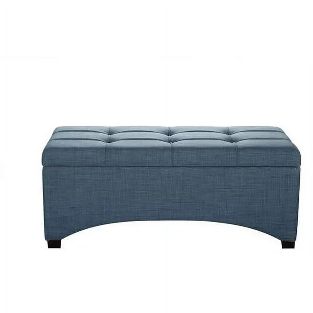 Beautiful 42" Entryway Pintucked Stylish Storage Organizer Bench, Blue - Image 2 of 4