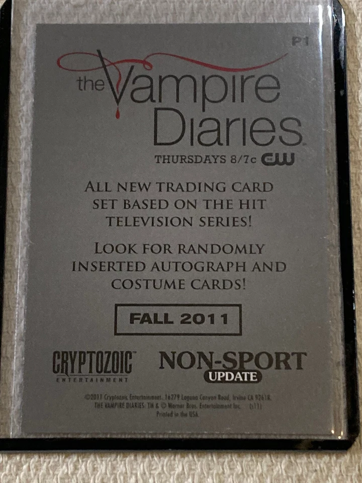 Tarjeta coleccionable Cryptozoic Vampire Diaries 2011 primera serie casi nueva promoción #P1 Foto 2 de 2