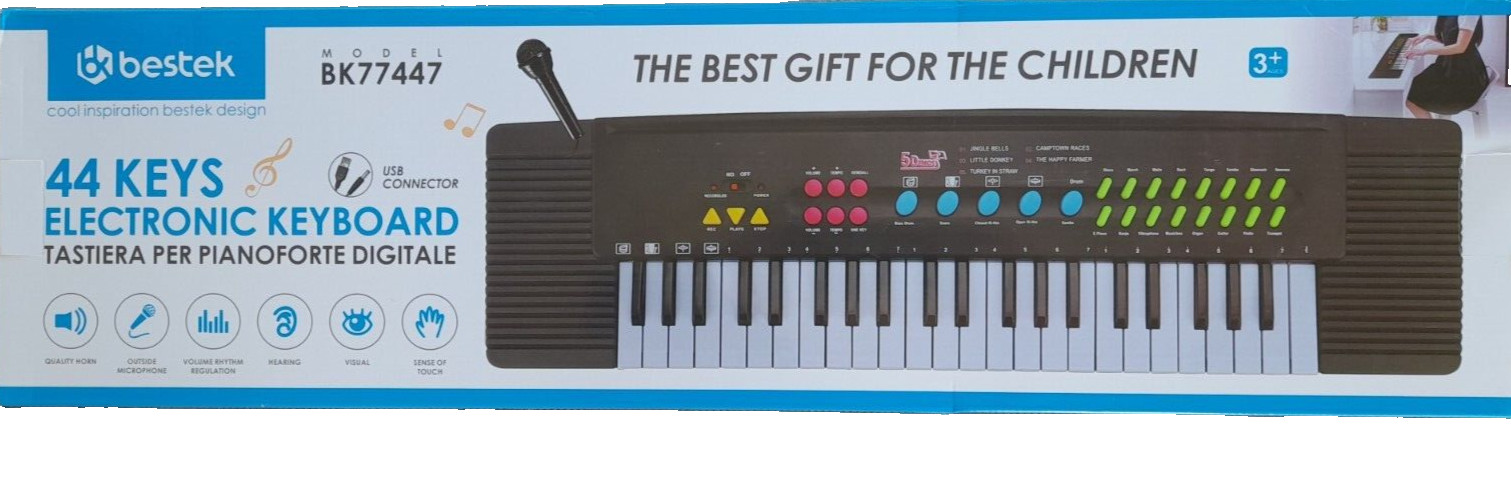 Tastiera Pianoforte Digitale 44 Tasti Stereo Pianola Con Microfono Esterno