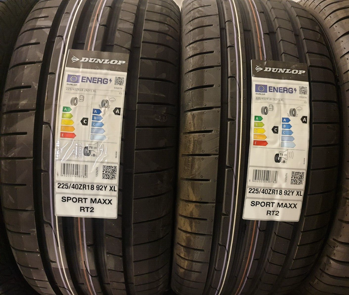 2X NEW DUNLOP SPORTMAXX RT2 225/40 ZR18 XL 92Y UHP CAR TYRES 225