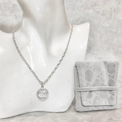 Gucci Necklace Men Silver GG Round 