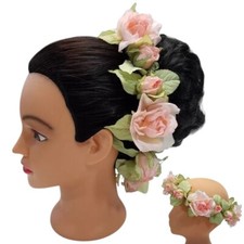 Lot of 11 Peach Rose Flower Crown Headdress Hair Pageant Wedding Dance Fairy New
