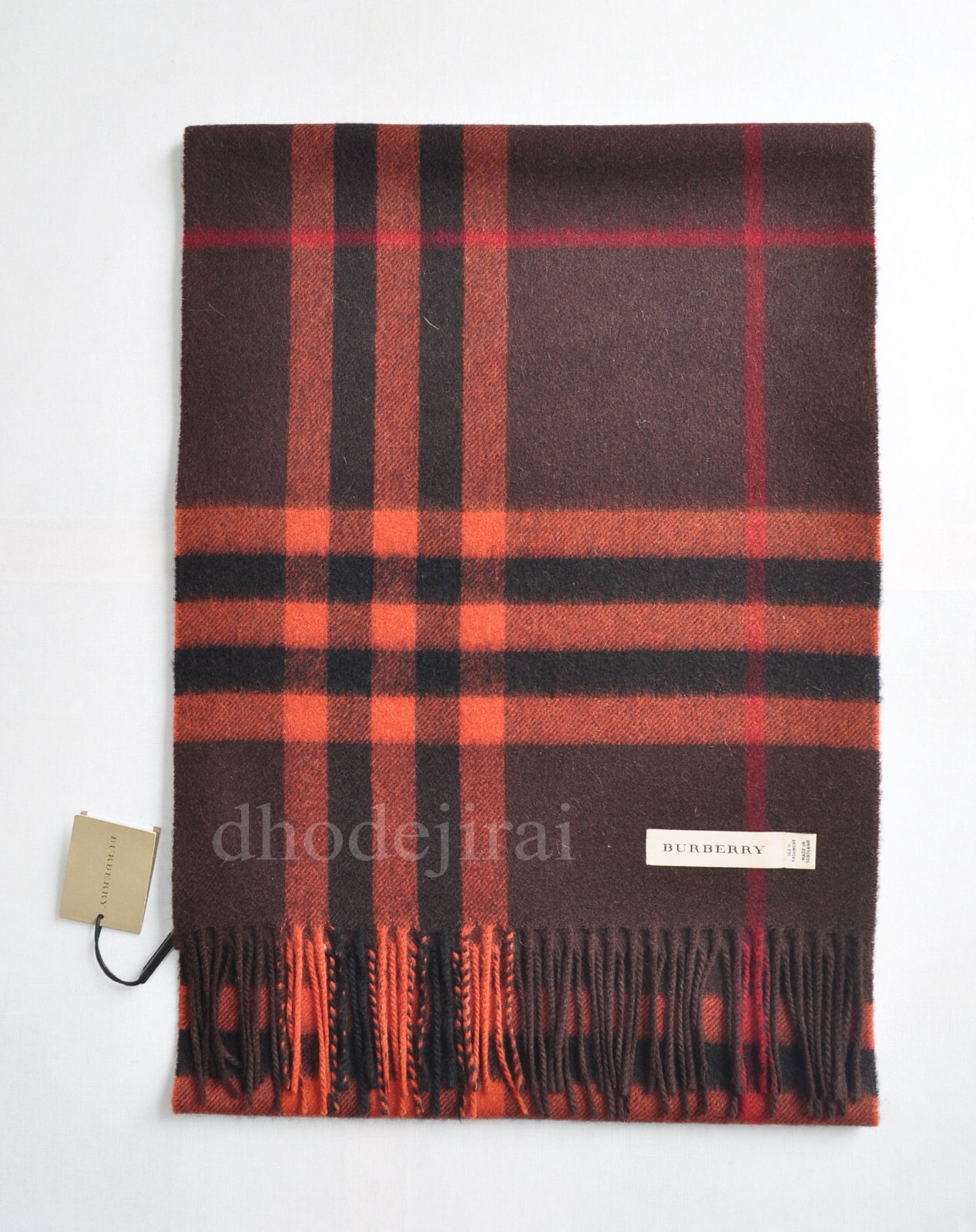 $960 Authentic BNWD BURBERRY  Check Cashmere Mens/Womens Scarf Dark Clove Brown image 3