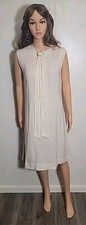 Vtg 50s 60s Orange/Yellow And White Striped Day House Shift Dress
